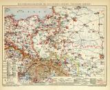 Militärdislokation im Deutschen Reiche Östliche Grenze historische Militärkarte Lithographie ca. 1909