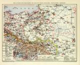 Militärdislokation im Deutschen Reiche Östliche Grenze historische Militärkarte Lithographie ca. 1912