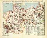 Militärdislokation im Deutschen Reiche und in den Grenzgebieten seiner Nachbarstaaten historische Militärkarte Lithographie ca. 1909