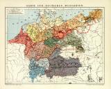 Karte der Deutschen Mundarten historische Landkarte Lithographie ca. 1901