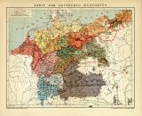 Karte der Deutschen Mundarten historische Landkarte Lithographie ca. 1905