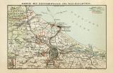 Danzig mit Neufahrwasser und Weichselmünde historischer Stadtplan Karte Lithographie ca. 1901