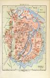 Danzig historischer Stadtplan Karte Lithographie ca. 1901