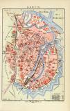 Danzig historischer Stadtplan Karte Lithographie ca. 1904