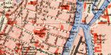 Danzig historischer Stadtplan Karte Lithographie ca. 1904