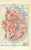 Danzig historischer Stadtplan Karte Lithographie ca. 1905