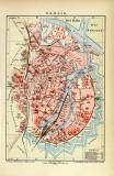 Danzig historischer Stadtplan Karte Lithographie ca. 1907