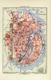 Danzig historischer Stadtplan Karte Lithographie ca. 1912