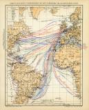 Dampfschifffahrt Weltverkehr Lithographie 1900 Original...
