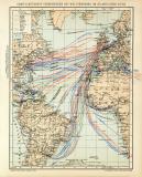 Dampfschifffahrt Weltverkehr Lithographie 1901 Original...