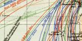 Dampfschifffahrts - Verbindungen des Weltverkehrs im Atlantischen Ozean historische Landkarte Lithographie ca. 1901