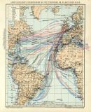 Dampfschifffahrt Weltverkehr Lithographie 1905 Original...
