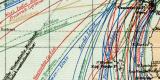 Dampfschifffahrts - Verbindungen des Weltverkehrs im Atlantischen Ozean historische Landkarte Lithographie ca. 1905