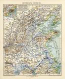 Mittleres Ostchina historische Landkarte Lithographie ca. 1904