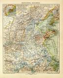 Mittleres Ostchina historische Landkarte Lithographie ca. 1909
