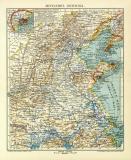Mittleres Ostchina historische Landkarte Lithographie ca. 1911