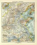 Mittleres Ostchina historische Landkarte Lithographie ca. 1912