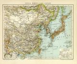 China Korea und Japan historische Landkarte Lithographie...