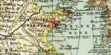 China Korea und Japan historische Landkarte Lithographie ca. 1904