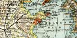 China Korea und Japan historische Landkarte Lithographie ca. 1905