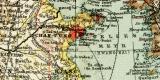China Korea und Japan historische Landkarte Lithographie ca. 1907