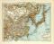China Korea und Japan historische Landkarte Lithographie ca. 1912