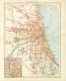 Chicago historischer Stadtplan Karte Lithographie ca. 1900