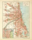 Chicago Stadtplan Lithographie 1901 Original der Zeit