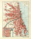 Chicago historischer Stadtplan Karte Lithographie ca. 1910