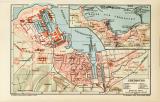 Cherbourg historischer Stadtplan Karte Lithographie ca. 1904