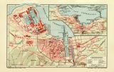 Cherbourg historischer Stadtplan Karte Lithographie ca. 1905