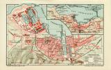 Cherbourg historischer Stadtplan Karte Lithographie ca. 1911