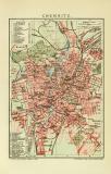 Chemnitz Stadtplan Lithographie 1912 Original der Zeit
