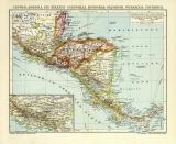 Zentralamerika Karte Lithographie 1906 Original der Zeit