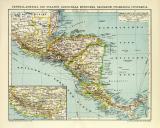 Zentralamerika Karte Lithographie 1912 Original der Zeit