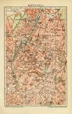 Brüssel historischer Stadtplan Karte Lithographie ca. 1904