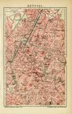 Brüssel historischer Stadtplan Karte Lithographie ca. 1905
