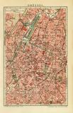 Brüssel historischer Stadtplan Karte Lithographie ca. 1911