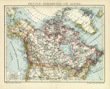 Britisch - Nordamerika und Alaska historische Landkarte Lithographie ca. 1904