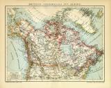 Britisch - Nordamerika und Alaska historische Landkarte Lithographie ca. 1905