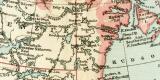 Britisch - Nordamerika und Alaska historische Landkarte Lithographie ca. 1905