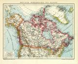Britisch - Nordamerika und Alaska historische Landkarte Lithographie ca. 1906