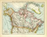Britisch - Nordamerika und Alaska historische Landkarte Lithographie ca. 1908