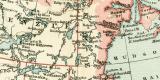 Britisch - Nordamerika und Alaska historische Landkarte Lithographie ca. 1908