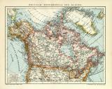 Britisch - Nordamerika und Alaska historische Landkarte Lithographie ca. 1912
