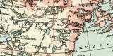 Britisch - Nordamerika und Alaska historische Landkarte Lithographie ca. 1912