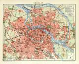 Breslau historischer Stadtplan Karte Lithographie ca. 1911