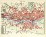 Bremen historischer Stadtplan Karte Lithographie ca. 1909