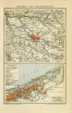 Bremen und Bremerhaven historischer Stadtplan Karte Lithographie ca. 1899