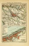 Bremen und Bremerhaven historischer Stadtplan Karte Lithographie ca. 1904